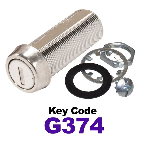 Global RV SS Compartment Lock, Cam/Blade Style, 1-3/4in Threaded Barrel, Blades not Included, Keyed to G374 CLB-374-134-SS - main